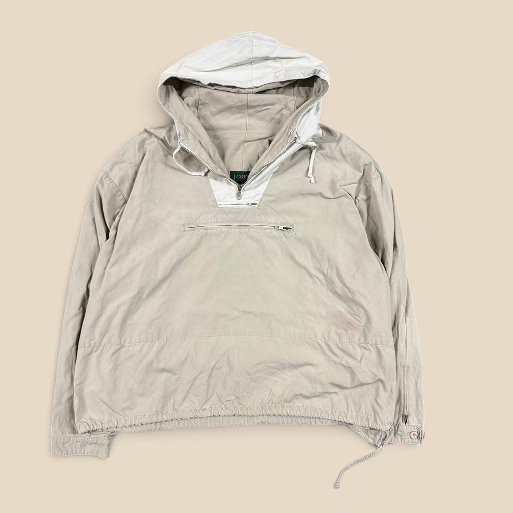Vintage 90s J Crew Oarsman Cotton Anorak Pullover Jacket XL Has a Stain